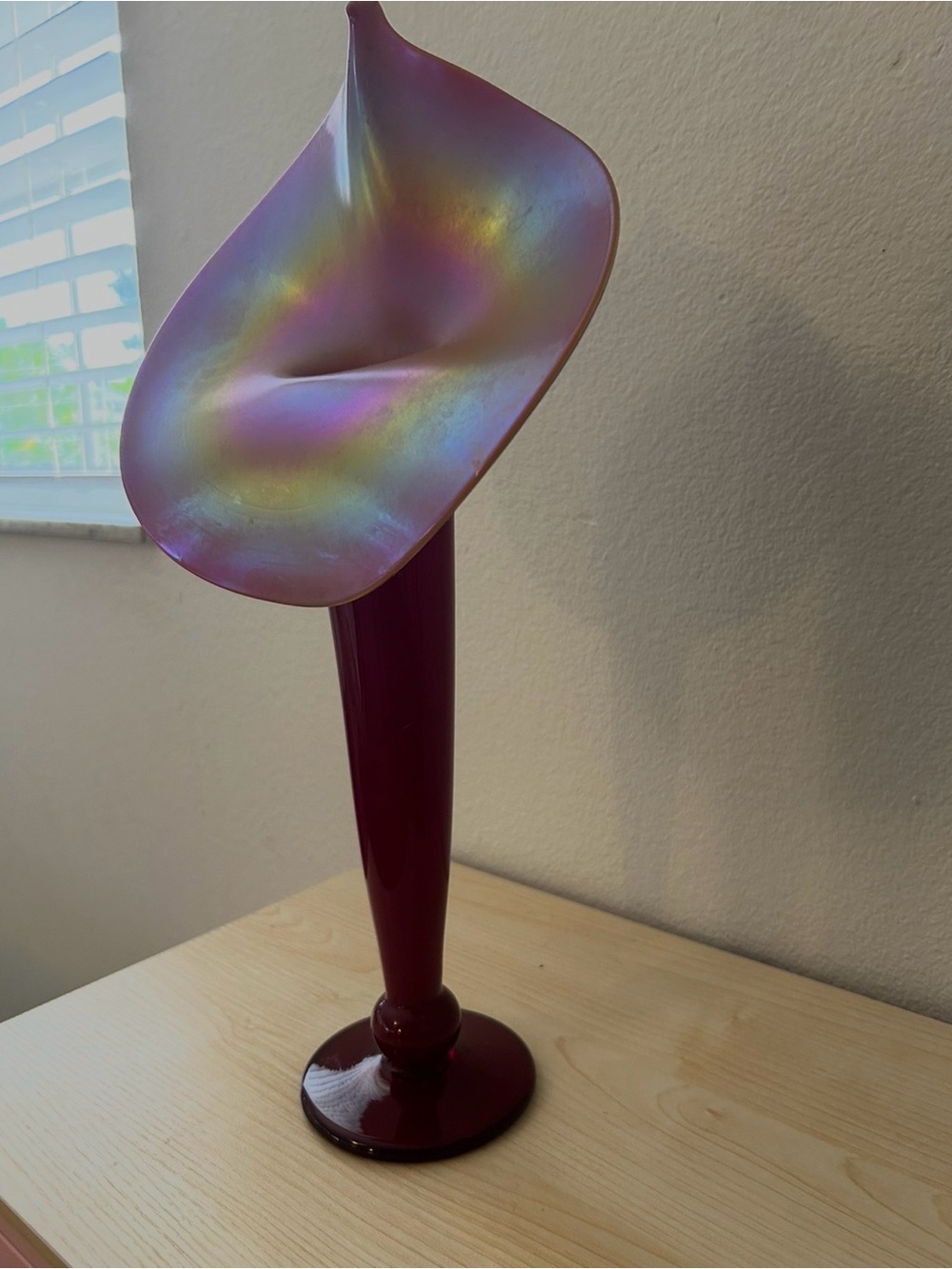 Iridescent Purple Rick Strini 1999 Glass Vase - Elegant Glass Art Accent